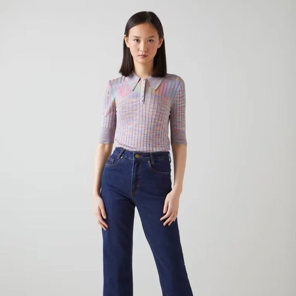 LK Bennett Marina Multi-Coloured Ribbed Knit Top - Picture 3 of 13